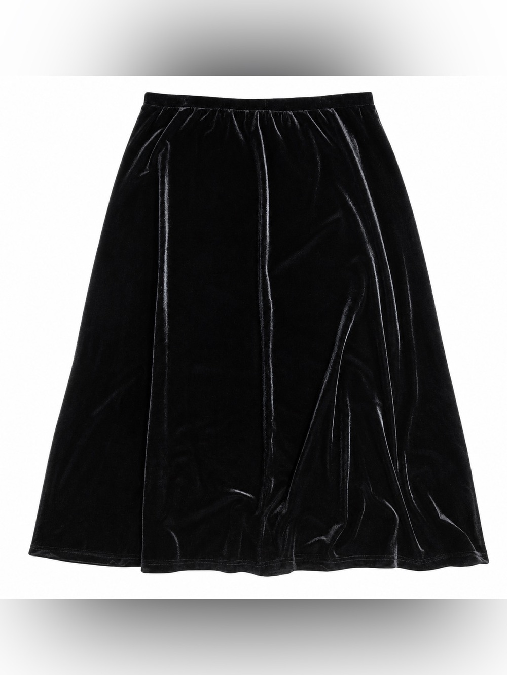 Koret Black Velvet Midi Skirt 20W Plus Size A-Line Holiday Dressy Goth